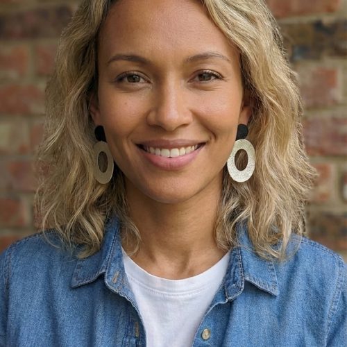 Hollow Disc Drop Earrings on Ear Post