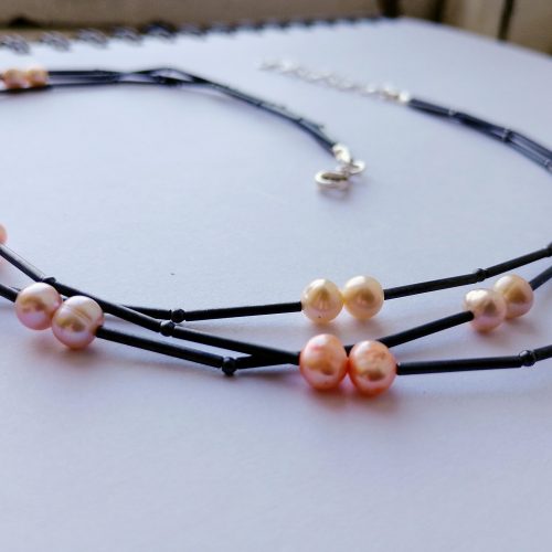 3 Strand Silver Necklace with Pearls