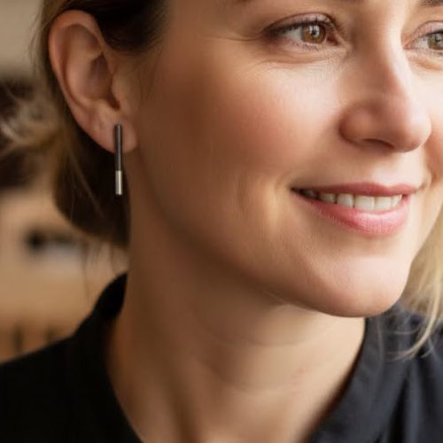 Short Drop Oxidised Tube Earrings