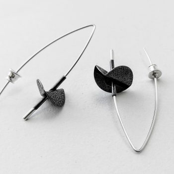 4cm Sculptural Textured Silver Drop Earrings on Feature Pins