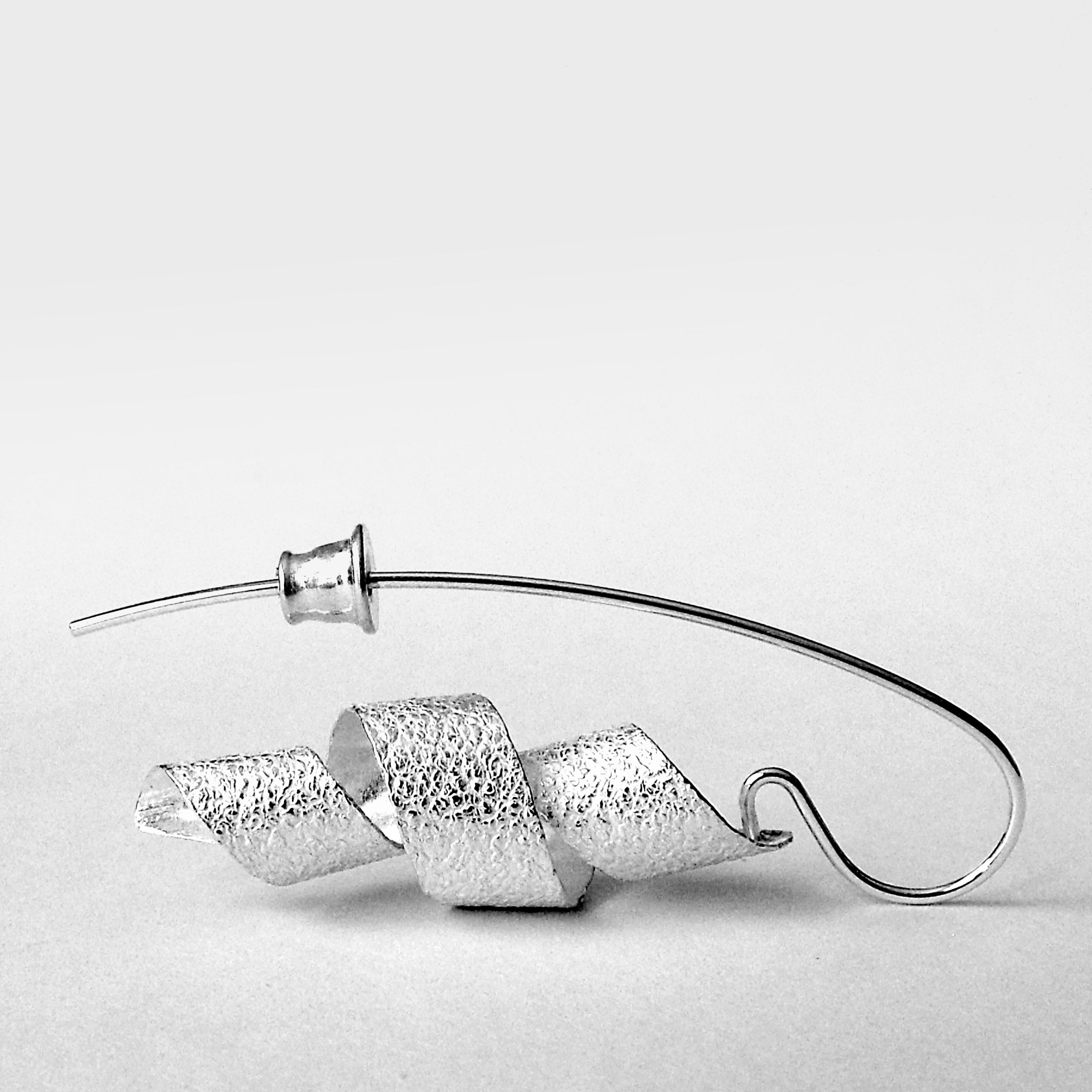 Sculptural Coiled Silver Ear Pins with Textured Finish